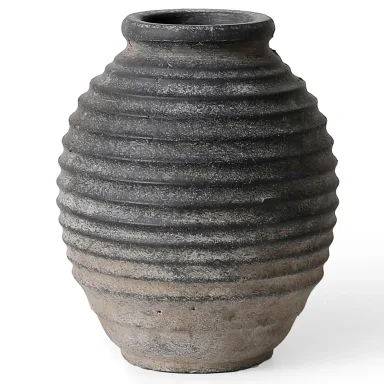 Kokrose Black Ceramic Vase,10 Inch Rustic Pottery Vase for Home Decor
