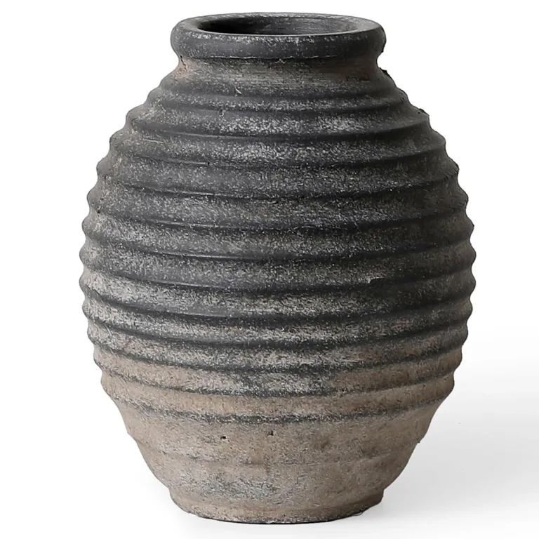 Kokrose Black Ceramic Vase,10 Inch Rustic Pottery Vase for Home Decor, photo 1