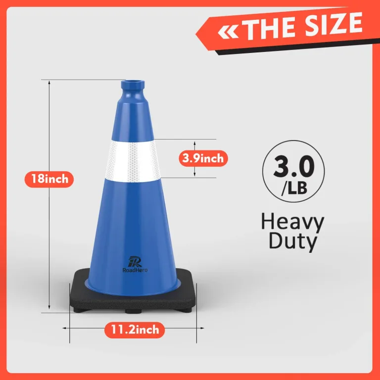 RoadHero 8 Pack 18 Inch 3 Lb Blue Traffic Cones with Heavy Black Base, photo 2