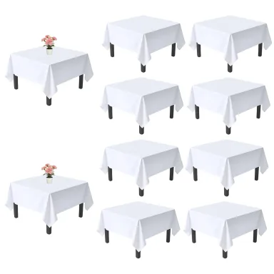 Dexbriz 10 Pack White Rectangle Table Cloth 90 x 156 Inch for 8 Foot Tables