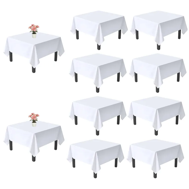 Dexbriz 10 Pack White Rectangle Table Cloth 90 x 156 Inch for 8 Foot Tables, photo 1