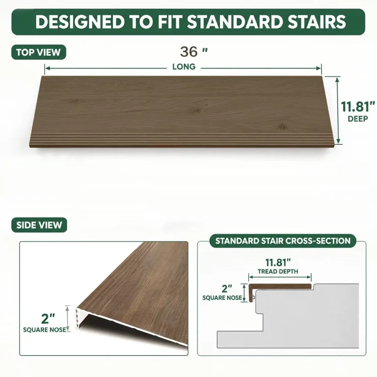 Non Slip Stair Treads,4Pcs 36in Stair Treads Cover for Stair Remodel,Walnut, photo 3