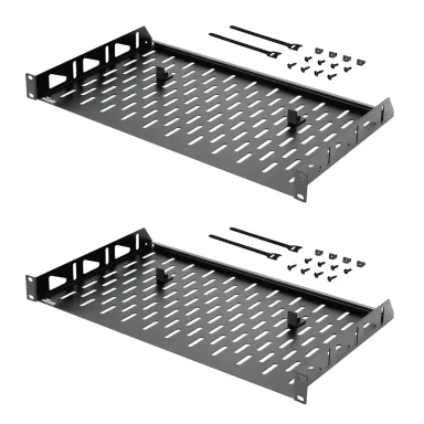 Tecmojo 1U Rack Shelf,19 inch Rack Shelf 10 inch Depth,Rack Mount Shelf with Anti-Slip Stops,Server Rack Shelf and Network Shelf for 19 in Equipments, 55lbs Capacity of Vented 1U Shelf,No Lip(2 Pack)