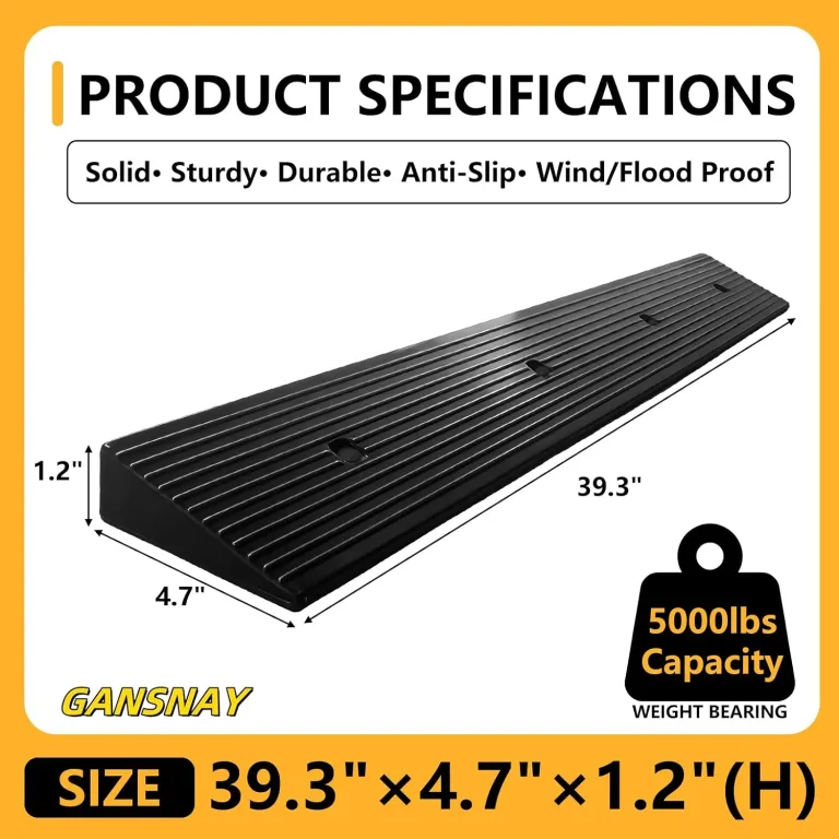 GANSNAY 1.2" Rise Threshold Ramp, Longer Ramp with Pre-Set Holes& Plugs, Solid Rubber 5,000lbs Capacity, Non-Slip& Cuttable Ramp for Doorways, Driveways, Warehouse, Patio, Shed- 1.2" Rise(39.3"×4.7"), photo 2