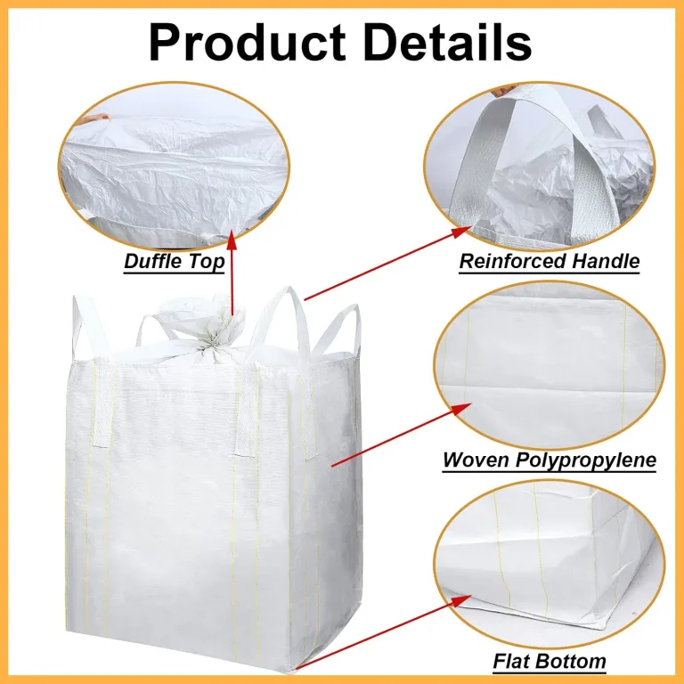 5 Pack FIBC Bulk Bags 1 Ton Bag 35"L x 35"W x 43"H 2200lbs Swl Woven Polypropylene Sack Heavy Duty One Ton Sandbags Duffle Top Flat Bottom for Sand, Industrial, Produce, Fruit, Transport, photo 4
