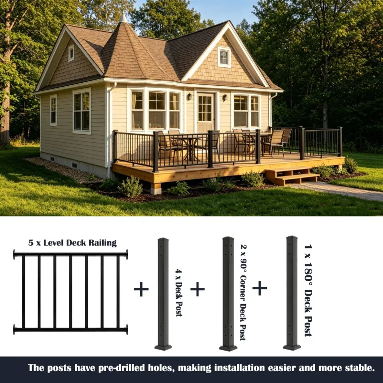 Porch and Deck Railing Post with Screw, 2.8 x 2.8 x 39 in Heavy Duty Powder Coated Rust Proof Middle Connection of Railings Deck Post for Outdoor Decks, Stair, Balconies, Porches, Fencing, photo 3