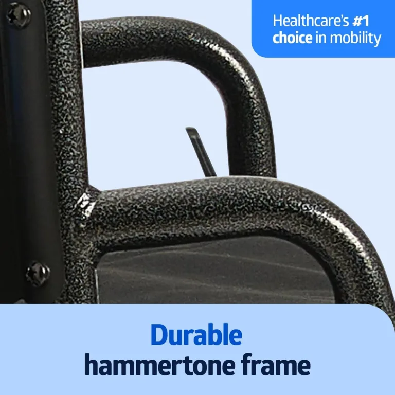 Medline Comfortable Folding Wheelchair with Swing-Back Desk-Length Arms and Swing-Away Footrests, 20”W x 16”D Seat, photo 2