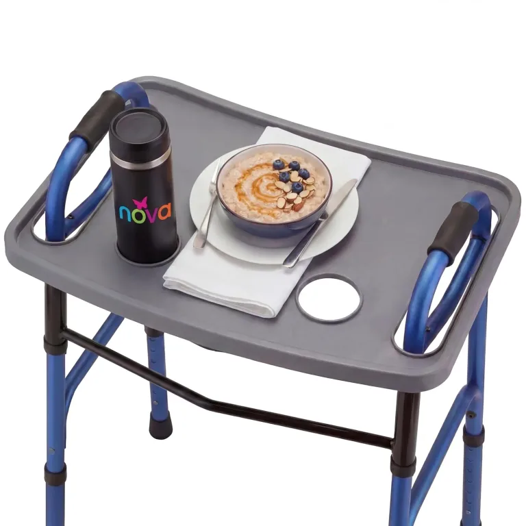 NOVA Walker Tray Table with Spill-Proof Raised Edges and Two Cup Holders and for Seniors, Standard Folding Walker Accessory, 16 x 23 Inch, photo 1