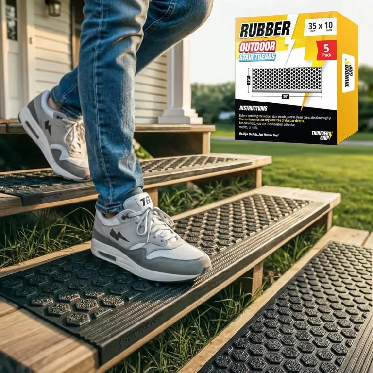Rubber Stair Treads Outdoor 35" x 10" 5-Pack - Heavy-Duty Non-Slip Rubber, photo 1