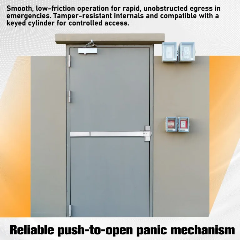 Zonon Commercial Push Bar Panic Exit Device 31" Heavy Duty Powder Coated Steel Emergency Exit Door Hardware with Exterior Lever and 3 Keys for 30"-36" Metal Wood Door, Silver, photo 4