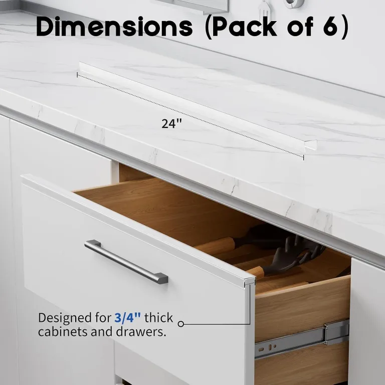 Cabinet Protector Edge Guard (Pack of 6), 24" Clear PVC Cabinet Edge Protectors for 3/4" Thick Kitchen Cabinets Doors – Slip-On No-Tool Sliding Installation, photo 2