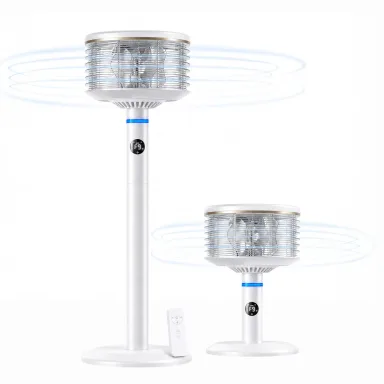 Spin360 360 Fan, Height-Adjustable Floor & Table Fan with Aromatherapy Scent Pods, Whisper-Quiet, Touchscreen, 9 Speeds, Timer & Ambient Light for Bedroom, Living Room, Office (White)