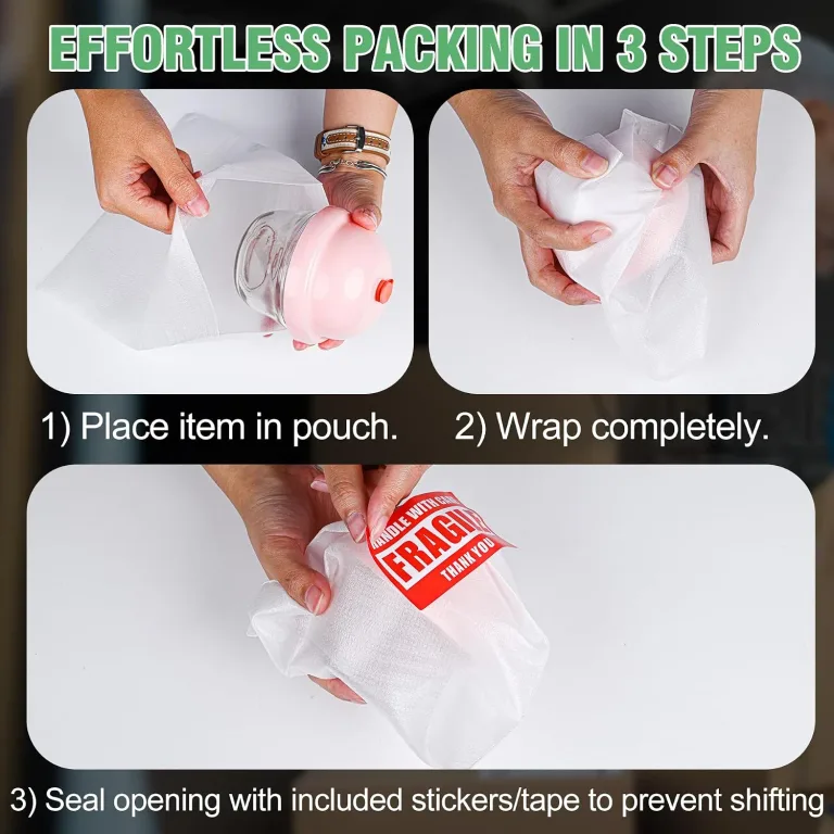 600Pcs Dish Packing Supplies for Moving, 300 Cushion Foam Wrap Pouches & Sheets 4 Sizes (16x12", 12x12", 12x7.8", 7.8x7.8") with 300 Fragile Stickers Plate Packing Sleeves for Fragile Shipping Storage, photo 3