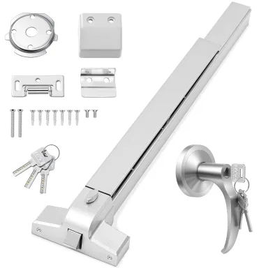 Zonon Commercial Push Bar Panic Exit Device 31" Heavy Duty Powder Coated Steel Emergency Exit Door Hardware with Exterior Lever and 3 Keys for 30"-36" Metal Wood Door, Silver