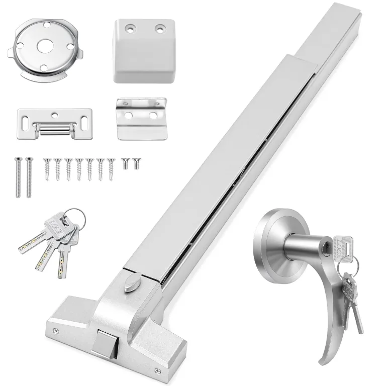 Zonon Commercial Push Bar Panic Exit Device 31" Heavy Duty Powder Coated Steel Emergency Exit Door Hardware with Exterior Lever and 3 Keys for 30"-36" Metal Wood Door, Silver, photo 1