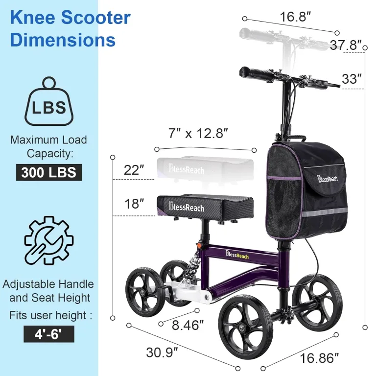 BlessReach Knee Scooter for Adults for Foot Injuries, 13" Cozy Knee Pad, photo 5