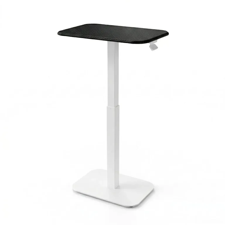 Elevance Height Adjustable Side Table, White Base, Walnut Top | Sofa Laptop Table for Couch & Bed | Small C-Shape End Table for Home or Office, photo 1