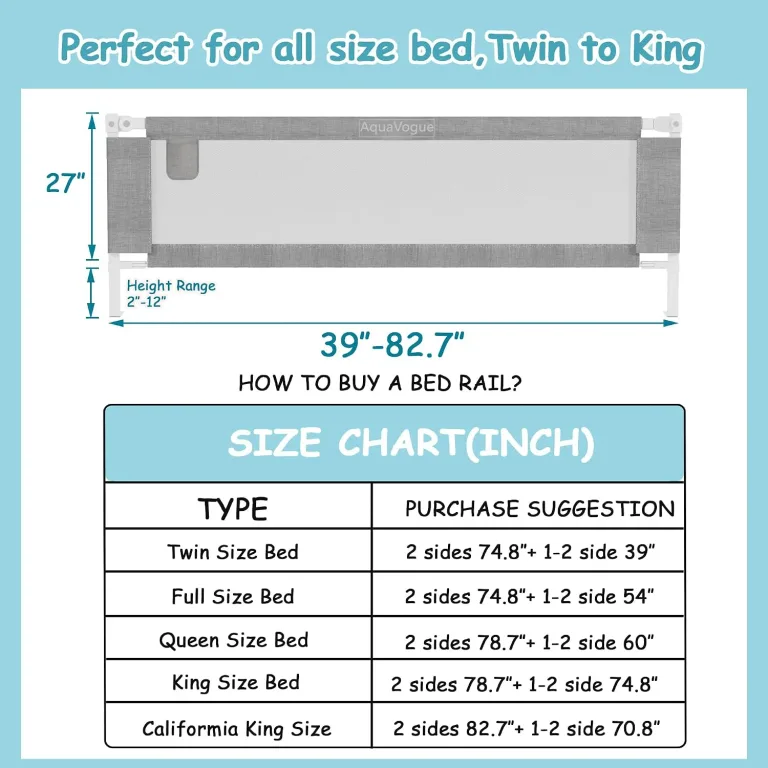 3-Pack King Size Bed Rails for Toddlers -Height Adjustable Baby Bed Rail Guard Specially Designed for King Size Bed (78.7"x78.7"x74.8"-Grey), photo 2