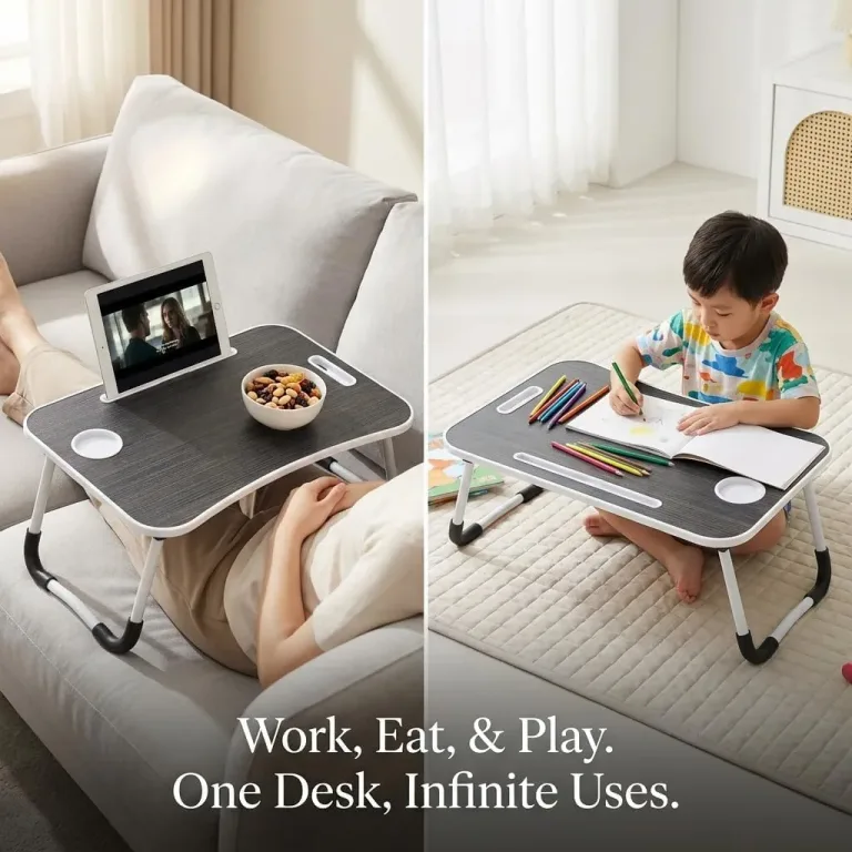 BUYIFY 23" Foldable Lap Desk for Laptop Writing w/Cup Holder Black, photo 5
