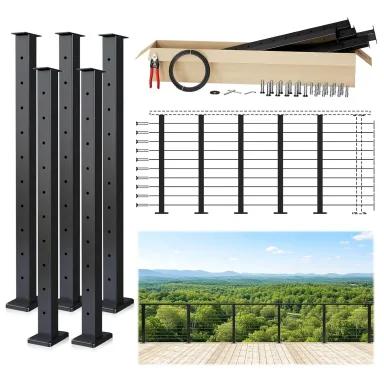 Muzata 16-20ft Modular Cable Railing Kit for Deck Surface Mount 36in RW17