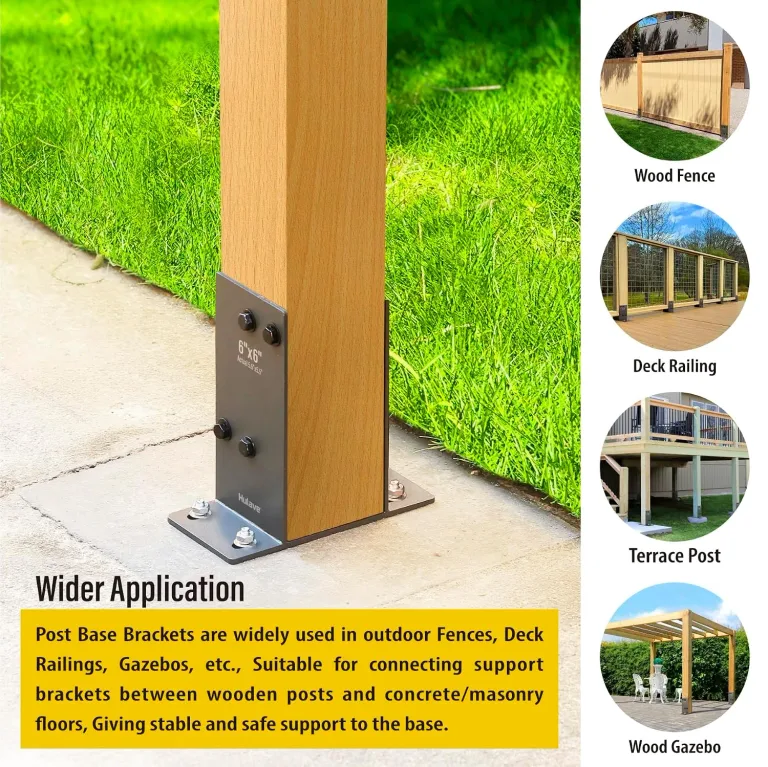 Hulave 2Pack Stainless Steel 6 x 6 (Actual: 5.5" x 5.5") Post Base, Suitable for Terrace Railing, Fence, Gazebo, Porch, etc Concrete Support Anchor Base Post Anchor Bracket (Dark Gray), photo 3