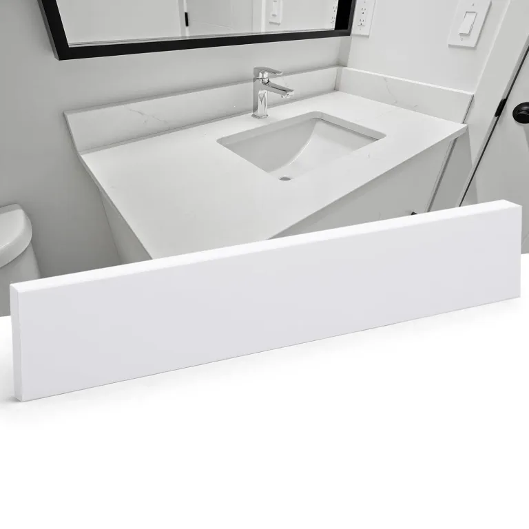 4" x 30" Super White Engineered Marble Threshold, Rigid Shower Curb & Vanity Backsplash for Tile Transitions, Window Sill, Fixed Size Easy to Cut, photo 1