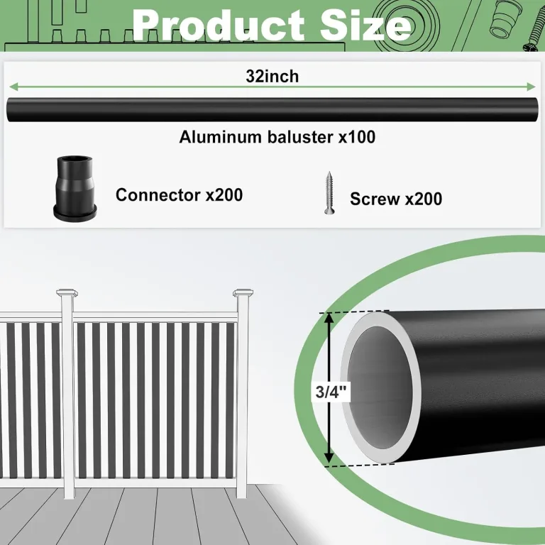 TOCRETOARE 100 Pack 32" Aluminum Deck Balusters, Balusters for Deck Railing, 3/4" Diameter Hollow Round Black Metal Deck Spindles for Deck Railing Stair Porch (100, 32"), photo 2