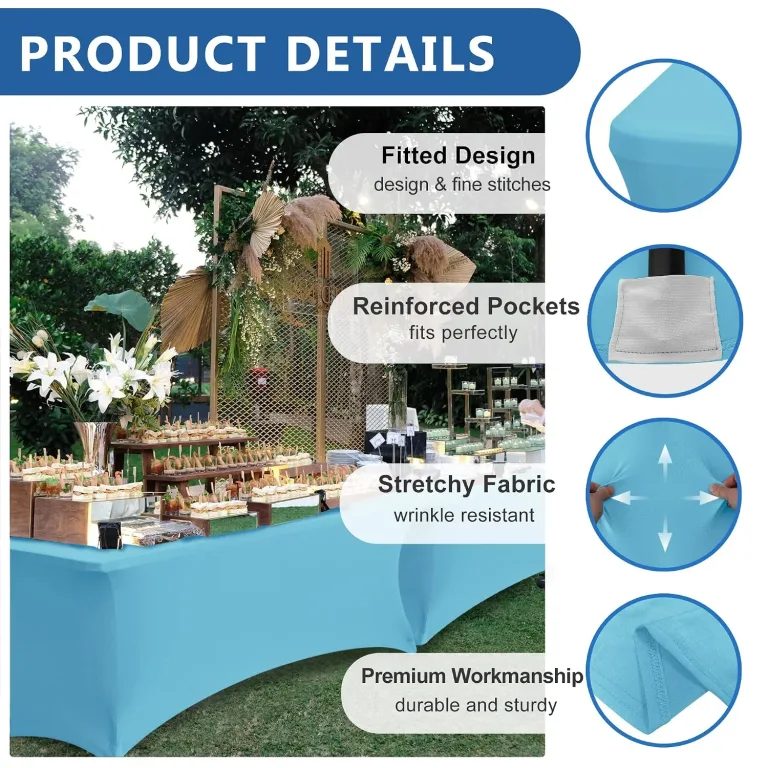 Spandex Table Cloths for 6 foot Rectangle Tables-Fitted Stretch Table Cover, photo 2