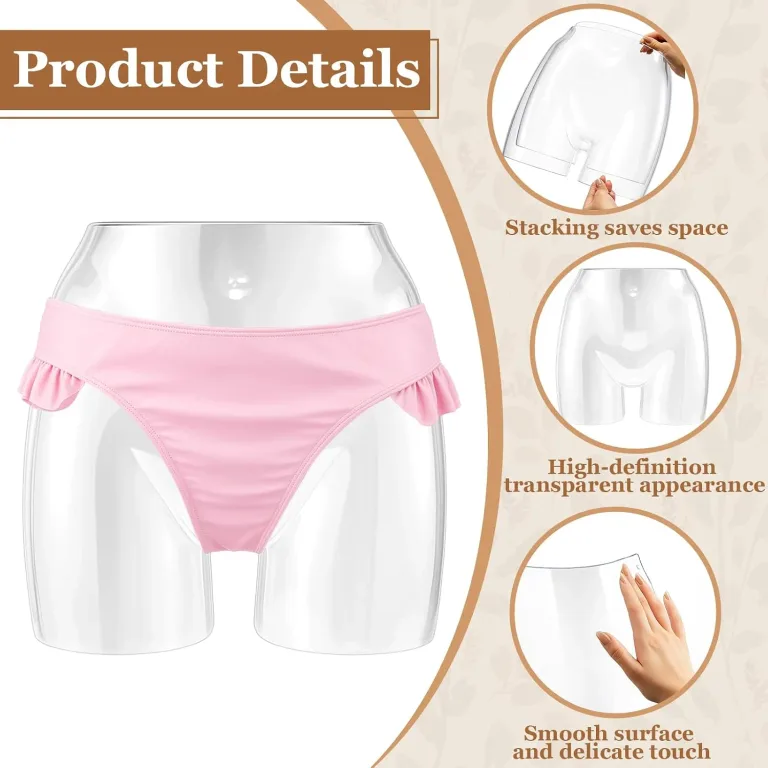 Briwooody 2 Pcs Underwear Display Mannequin, Female Hips Mannequin Torso Clear Plastic Lower Body Mannequins, Underpants Stand Hip Form for Underwear Panty Display Retail Store and Window Presentation, photo 3
