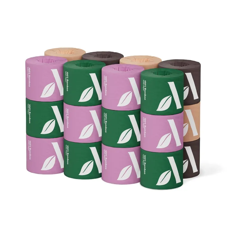 Amazon Aware Bamboo 3-Ply Toilet Paper, Unscented, 24 Rolls, FSC Certified, 350 Sheets, 8400 Count, Pack of 24, Plastic-Free, photo 1