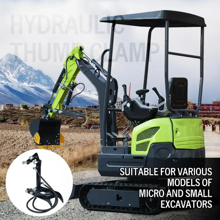 Mini Excavator Hydraulic Thumb Clip， 3 tons Hydraulic Thumb Kit with L-Bracket and Hydraulic Hose*2, Anti-Slip Tooth Design Branching Grippers for River Dredging, Earth Moving Breaking Rocks, photo 4