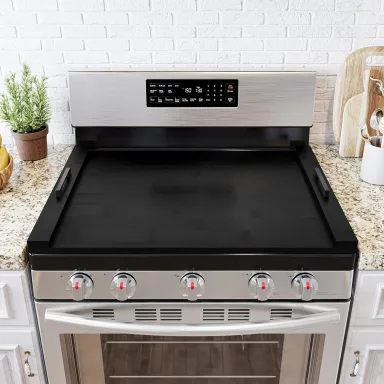 SpaceAid Noodle Board Stove Kitchen Cover with Handles, Top Covers for Gas Burners and Electric Stove, Oven Decor Accessories Wood Tray for Countertop, Black Bamboo