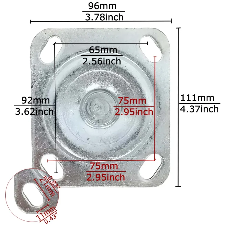 ITINA Heavy Duty Swivel Casters 6 inch 625Lbs Load Capacity/Item 360 Degree Rotation Plate Swivel Hard Rubber Casters Non-Slip with Locking Brakes(2 with Brakes& 2 Without), photo 4