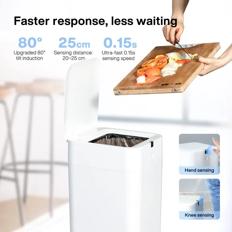 Airdeer Automatic Trash Can, 4 Gallon Self Sealing and Self-Changing Smart Trash Can, Motion Sensor, Touchless Garbage can with lid for Kitchen Bathroom Office, 6 Refill Rings(A1, Golden line), photo 4