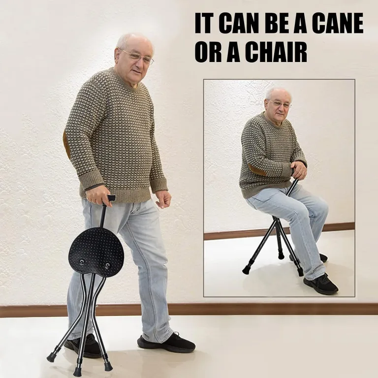 Yayayo Hold 440 lbs Folding Canes with Seat Walking Stick Height Adjustment Cane Seat Capacity Frosted Handle with Magnetic Therapy Stone Crutches Stool, photo 3