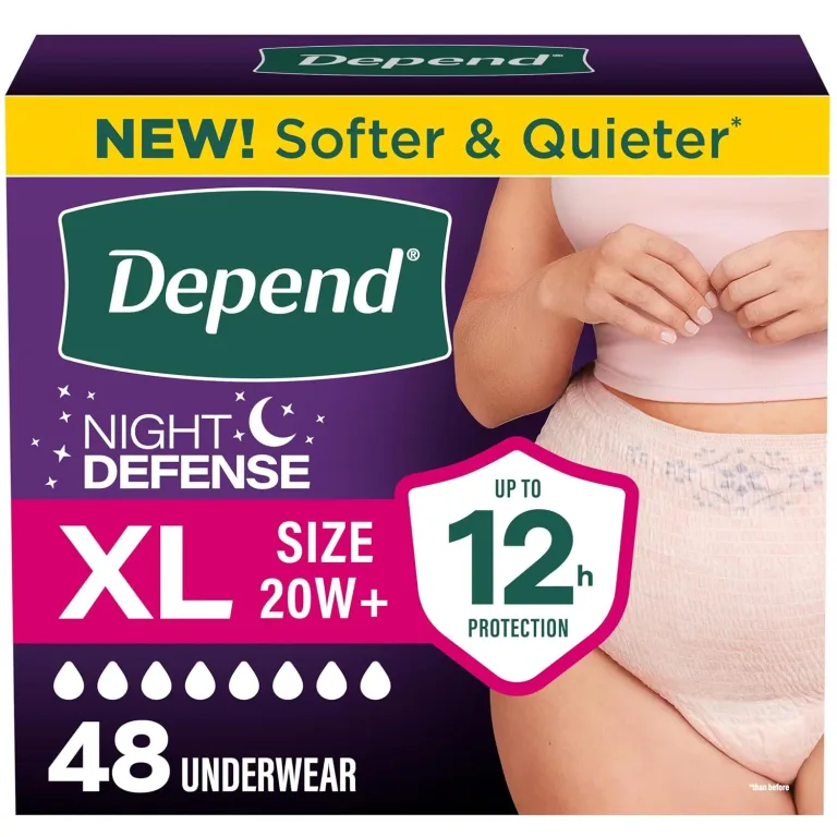 Depend Night Defense Adult Diapers, Incontinence & Postpartum Bladder Leak Underwear for Women, Disposable, Overnight, XL, Blush, 48 Count (4 Packs of 12), Packaging May Vary, photo 1