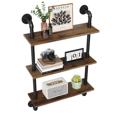 Merapi 3 Tier Rustic Floating Shelves Industrial Pipe Floating Shelf