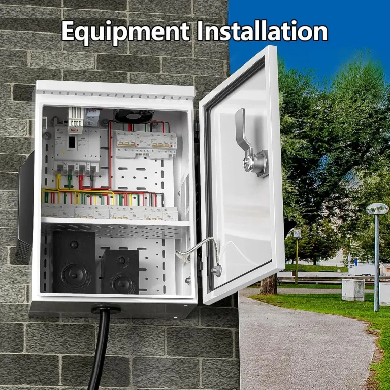 Outdoor Electrical Box with Thermostat and Fan, Cold-Rolled Steel Plate, Aluminum Alloy Back Beam, One-Piece Ventilation Design, IP65 Waterproof, Wall/Pole Mounted. (15.7" x 11.8" x 5.9"), photo 5