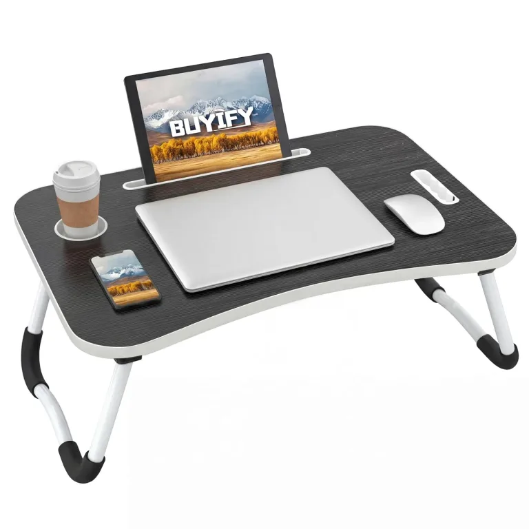 BUYIFY 23" Foldable Lap Desk for Laptop Writing w/Cup Holder Black, photo 1