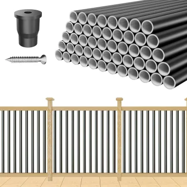 TOCRETOARE 100 Pack 32" Aluminum Deck Balusters, Balusters for Deck Railing, 3/4" Diameter Hollow Round Black Metal Deck Spindles for Deck Railing Stair Porch (100, 32")