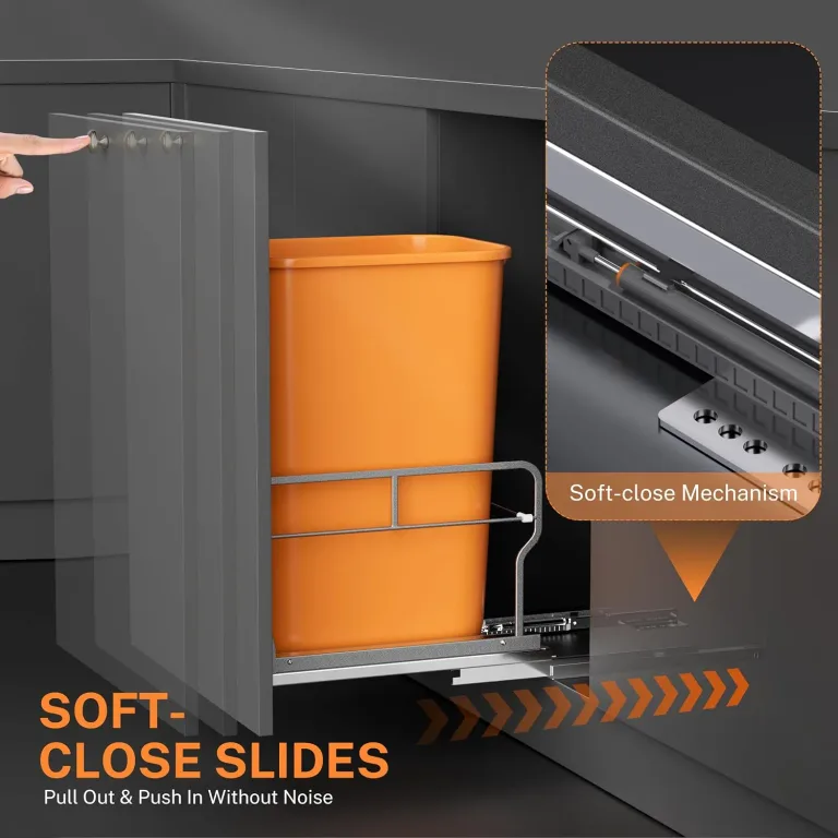 YJHome Pull Out Trash Can Under Cabinet with Soft-Close Slides, Garbage Can Not Included, Cabinet Trash Can Pull Out Kit with Door Mounting Kit, Requires Minimum Cabinets Opening 12" W X 18" D, photo 4