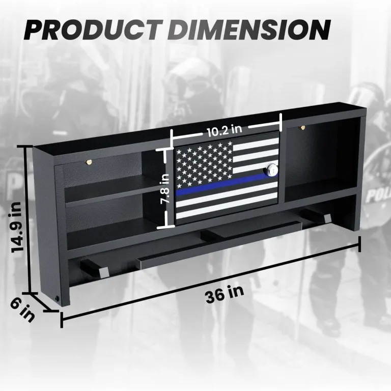 Police Gear Rack, Wall Mounted Police Hanger with Hooks, Tactical Duty Gear Rack with Password Lock Safe, Black Body Armor Stand for Police, Law Enforcement, Academy Graduation Gift, photo 3