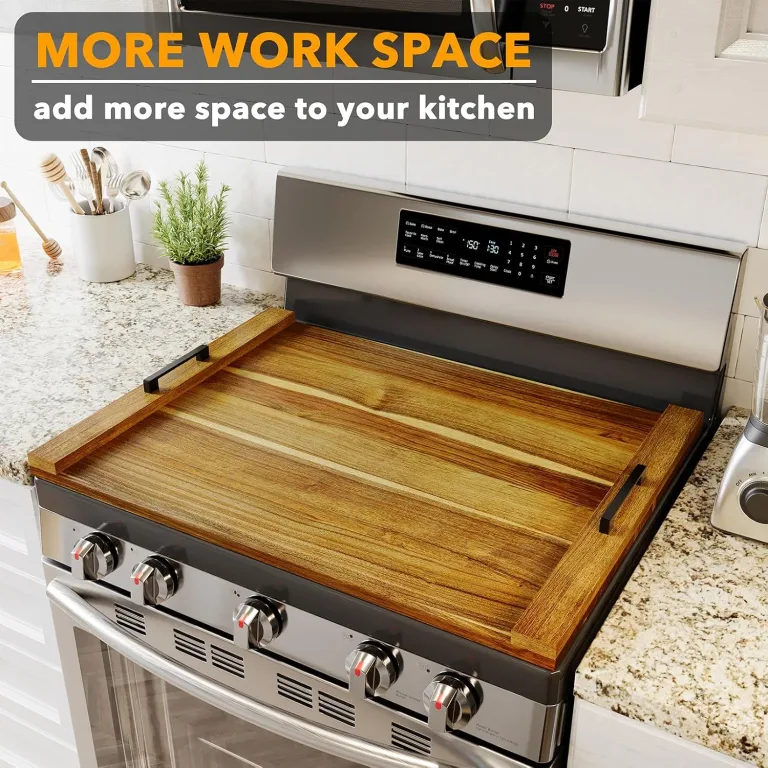 SpaceAid Noodle Board Stove Kitchen Cover with Handles, Top Covers for Gas Burners and Electric Stove, Oven Decor Accessories Wood Tray for Countertop, Natural Acacia, photo 2