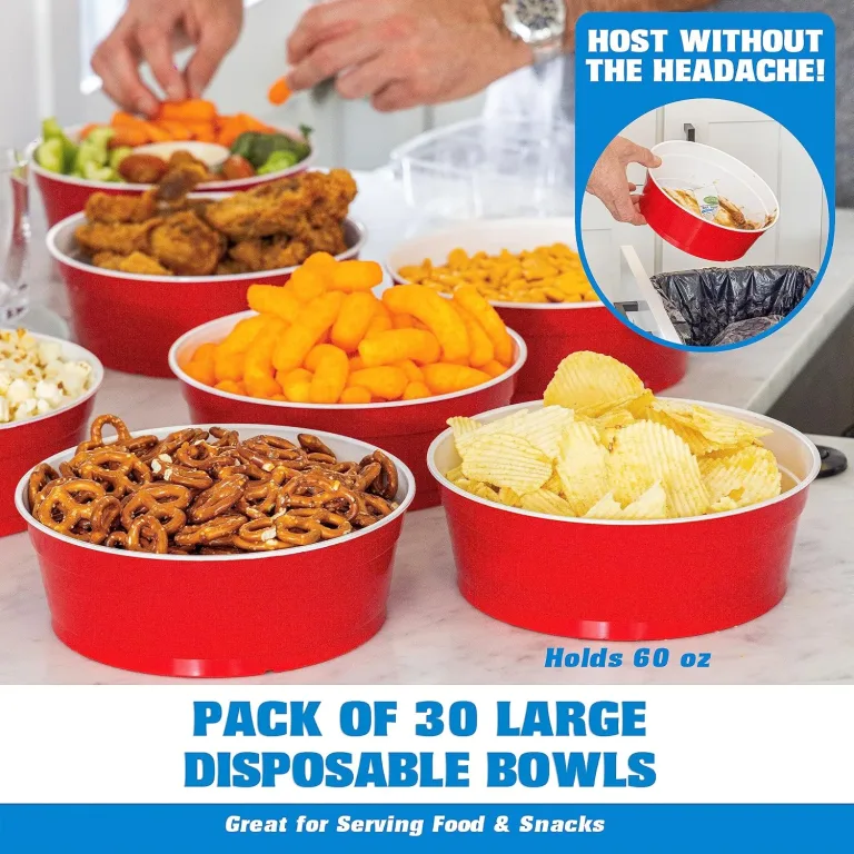 GoBig Red Party Cup Bowls - 30 Large Disposable Plastic Bowls, photo 2