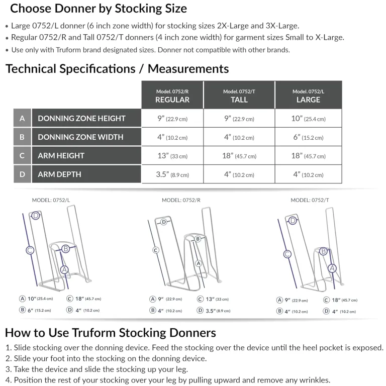 Truform Stockings Donner, Helper for Applying Compression Socks, Large Size Foot Zone for 2XL and 3XL Garments, photo 2