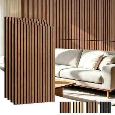 Art3d 47 x 23.6 Inch Acoustic Wood Slat Design Wall Panel, 4-Pack, Chestnut