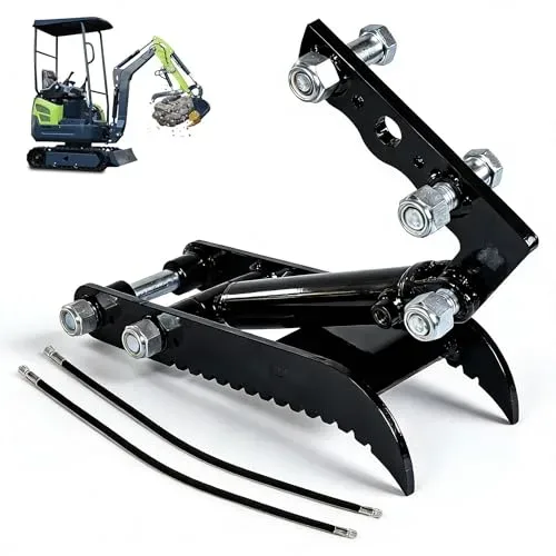 Mini Excavator Hydraulic Thumb Clip， 3 tons Hydraulic Thumb Kit with L-Bracket and Hydraulic Hose*2, Anti-Slip Tooth Design Branching Grippers for River Dredging, Earth Moving Breaking Rocks, photo 2