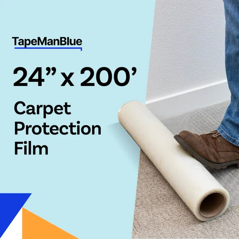 TapeManBlue Carpet Protection Film 24" x 200' roll, Self Adhesive Plastic Carpet Protector Film with Clean Removal & Easy Unwind, Durable Protection Tape to Shield Your Surface from Dirt and Spills, photo 2