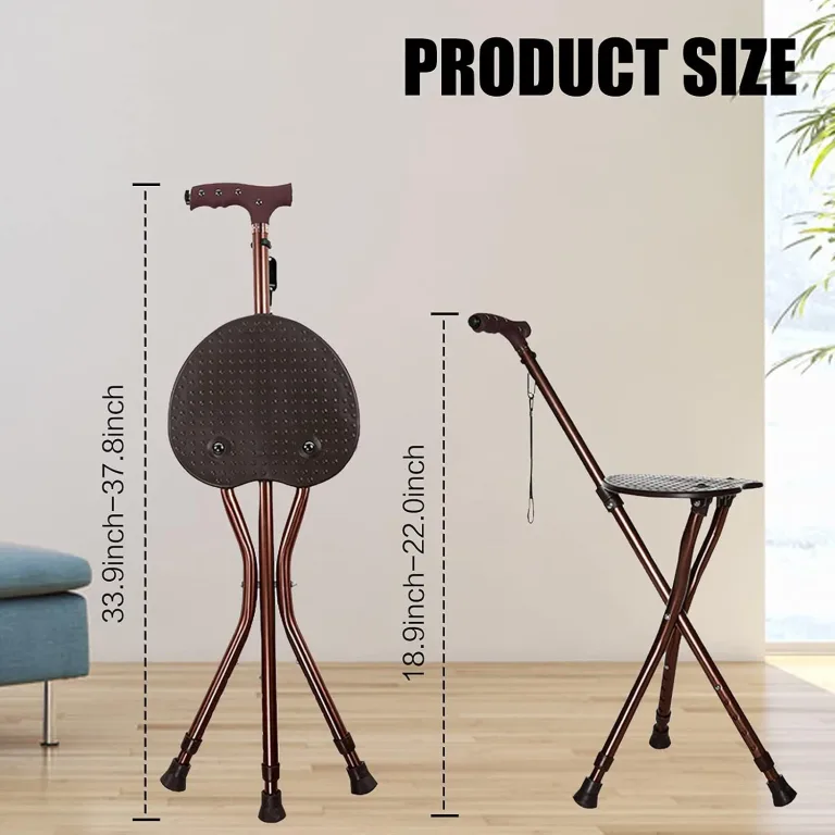 Yayayo Hold 440 lbs Folding Canes with Seat Walking Stick Height Adjustment Cane Seat Capacity Frosted Handle with Magnetic Therapy Stone Crutches Stool, photo 2