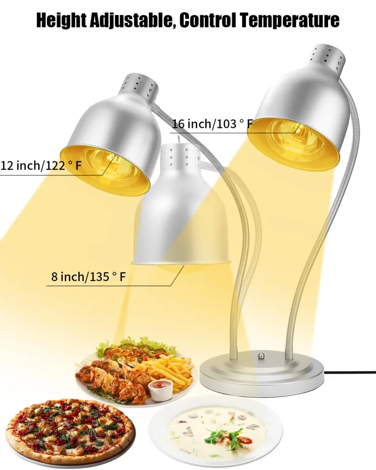 Food Heat Lamp, Heating Lamp with Flexible Arm, 250W Bulb x 3-5000 Hours Rated, Commercial Food Warmers for Buffet, Parties, Fast Food, (Sliver), photo 4